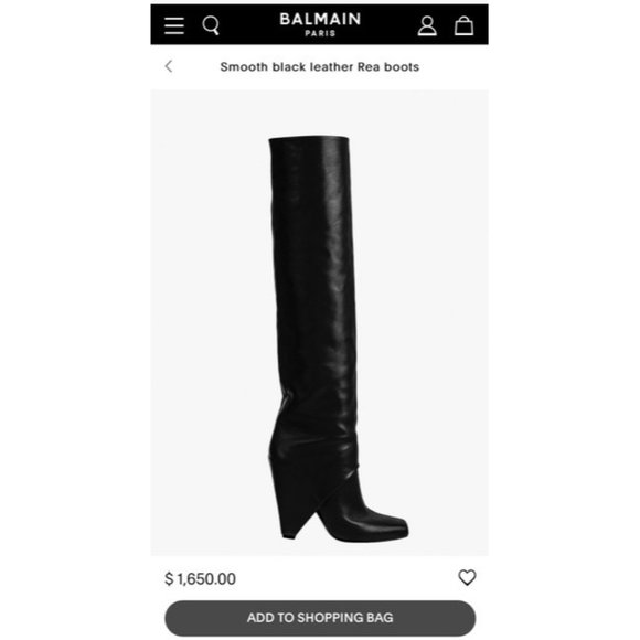 BALMAIN Black Smooth Leather Rea Boots Size EU:39.5 - Picture 12 of 12